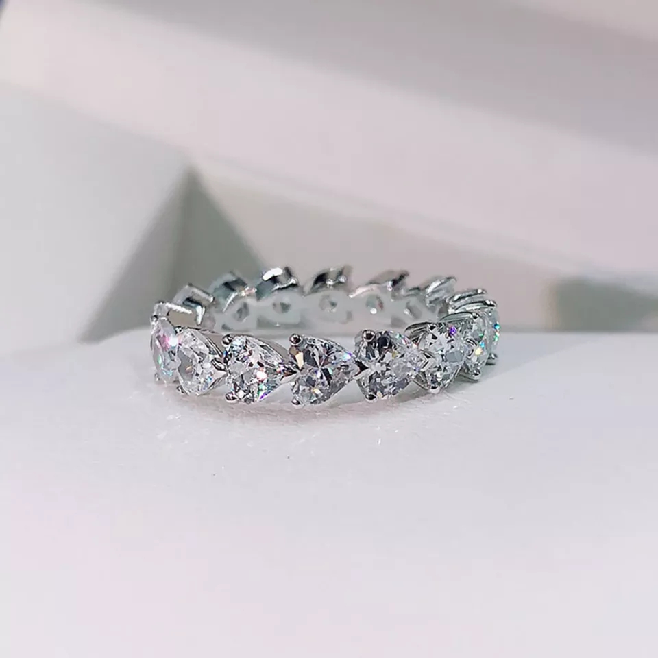 Heart Cut Eternity Ring Band by Rubell 