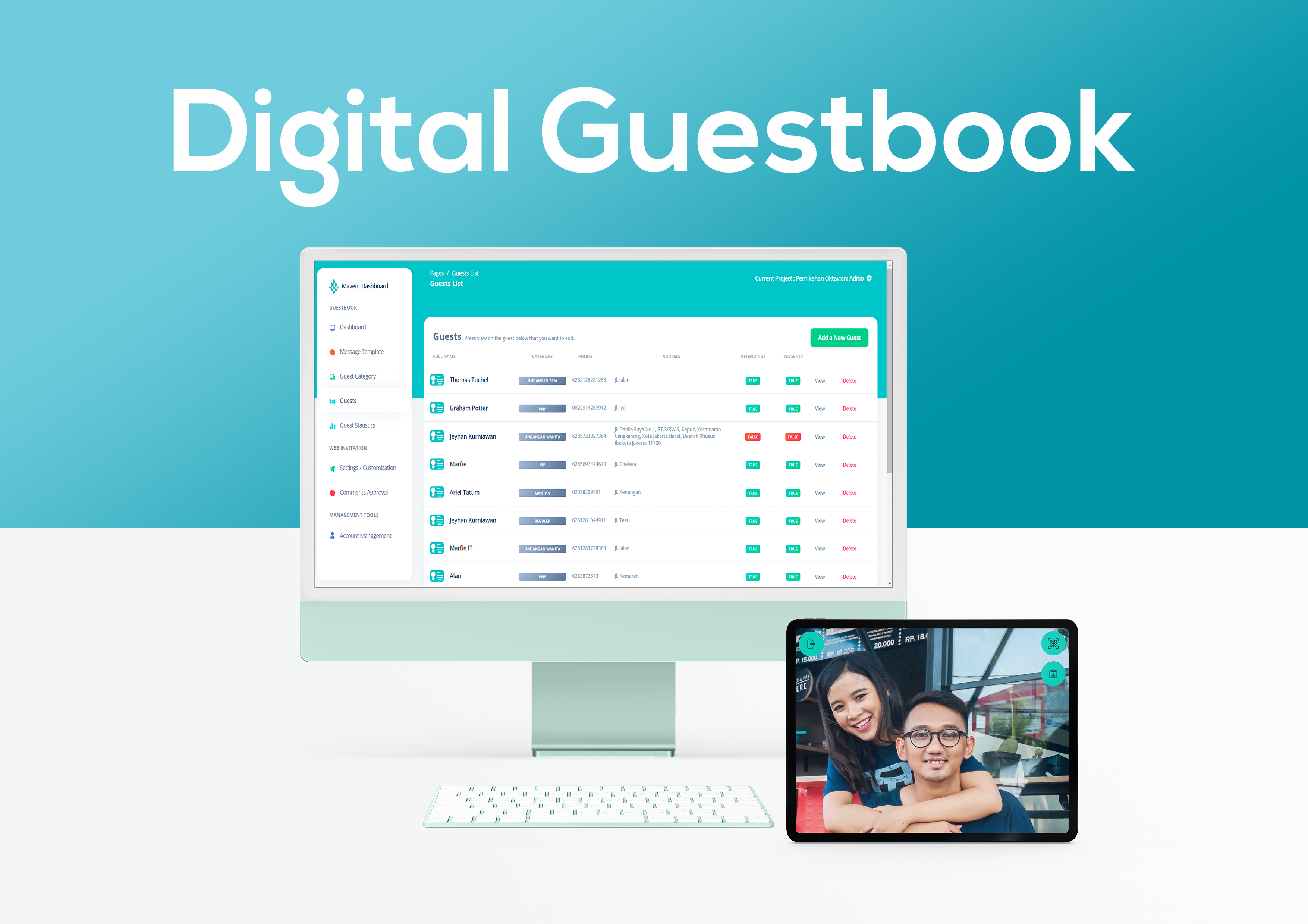 Digital Guest Book Mavent by Macra Bridestory