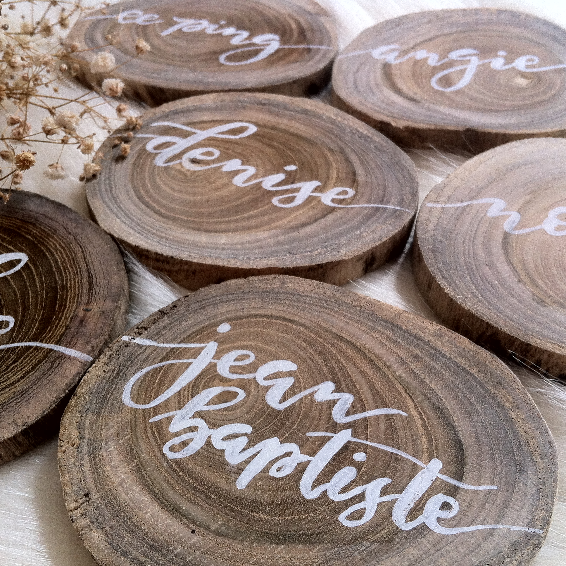 Custom Place Card Wedding Place Card Coaster Calligraphic Coasters Handmade Wooden Coasters Coaster Set Laser Cut Custom Coasters