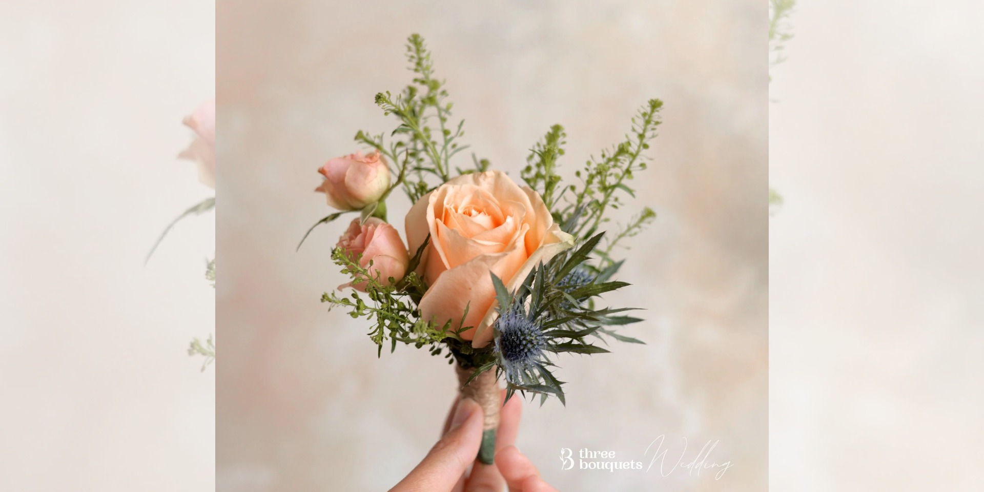 Peach Boutonnière by Three Bouquets | Bridestory Store
