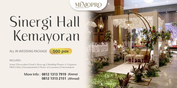 Sinergi Hall Kemayoran 500 pax Pelni Jakarta Pusat Wedding Package