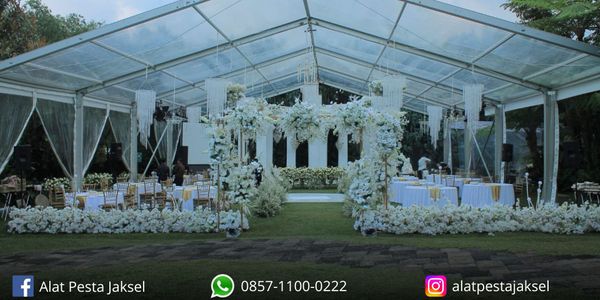 Sewa tenda roder atap transparan dan putih solid jakarta