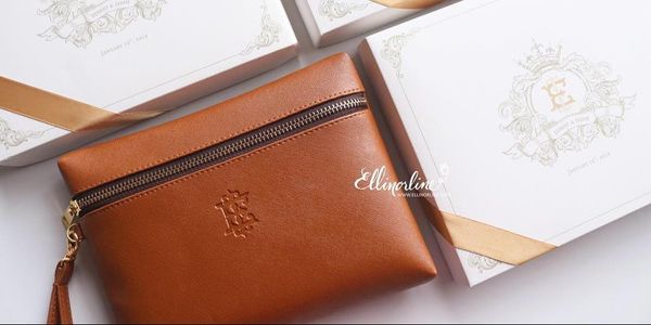 Leather Top Zippered Pouch